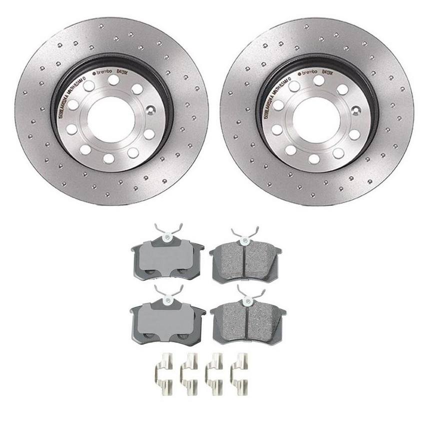 VW Disc Brake Pad and Rotor Kit - Rear (272mm) (Xtra) (Ceramic) (EURO) 8E0698451L - Akebono Euro Ultra-Premium 4119642KIT